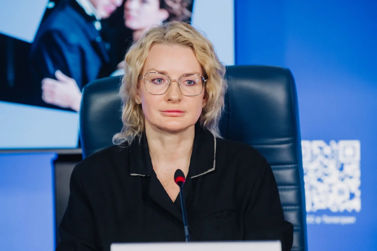 Елена Кирилова на пресс-конференции в ТАСС